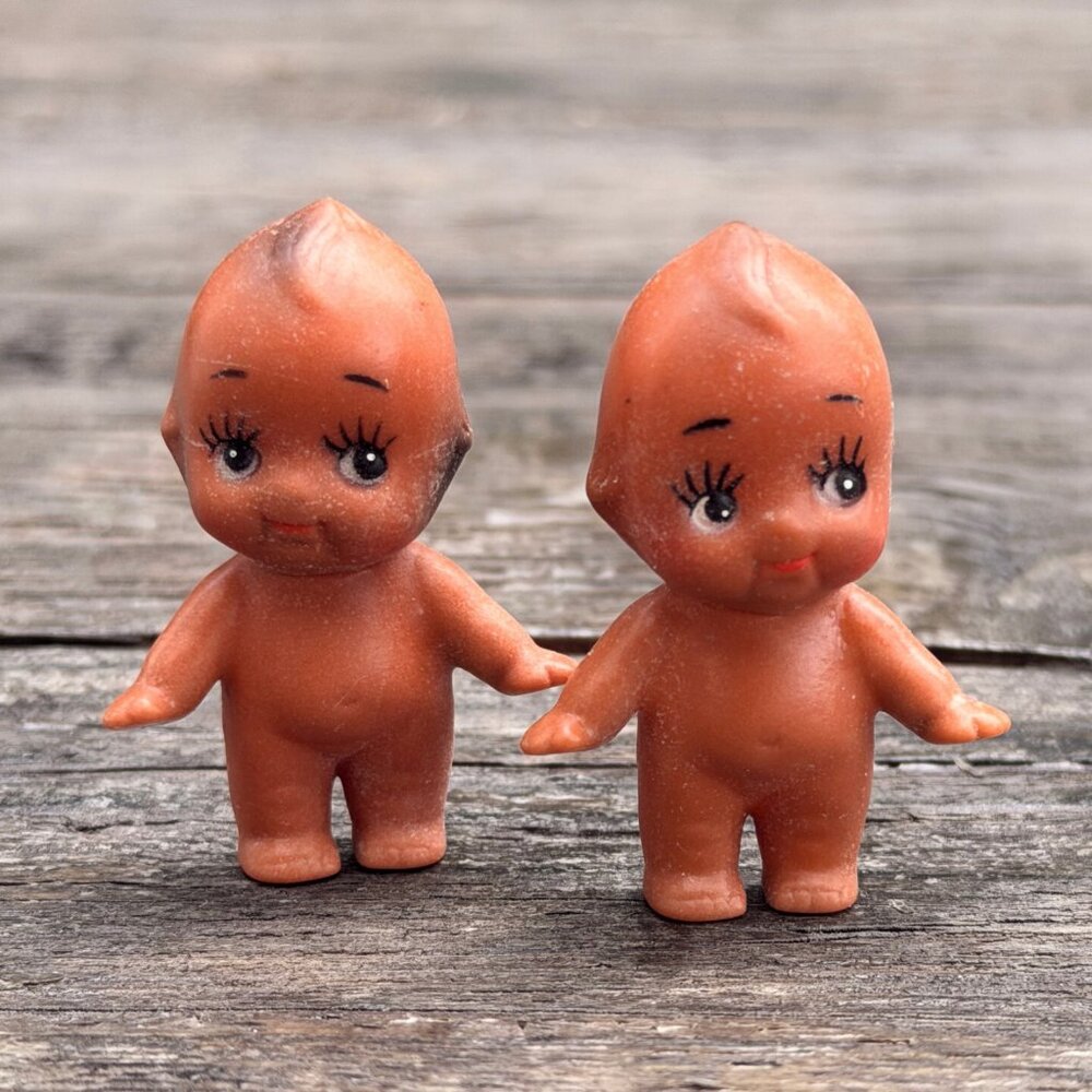 Vintage 2" Mini Kewpie Dolls Taiwan 50s 60s Rubber Soft Plastic African American